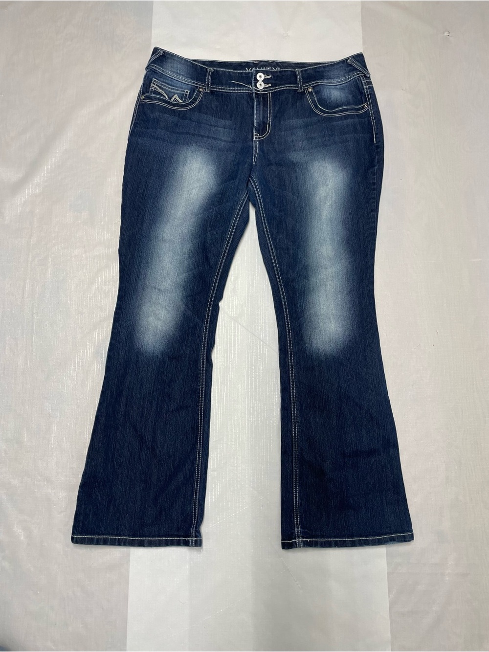 Vanity Indigo Flare Jeans with Whisker Fading 33w/33l